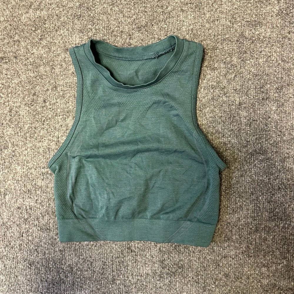 Alphalete Crop Tank Top Womens Size XS Teal Green Seamless Athletic Gym Yoga
